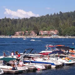Boats docked on Lake Arrowhead
