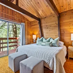 A family relaxing together in Lake Arrowhead