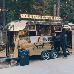 Mountain Coffee Company in its silver Airstream