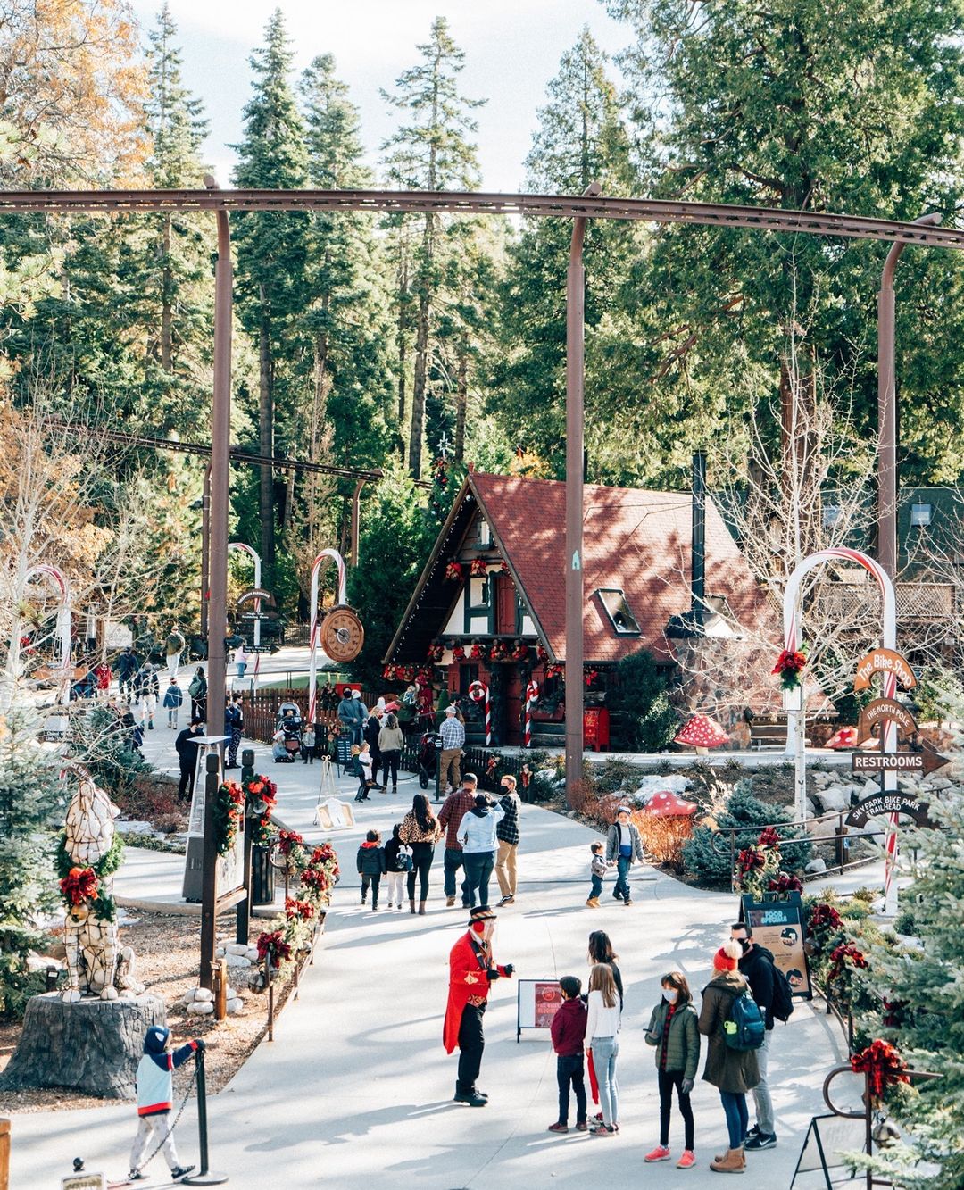 Families enjoying holiday activities at SkyPark at Santa's Village in Lake Arrowhead