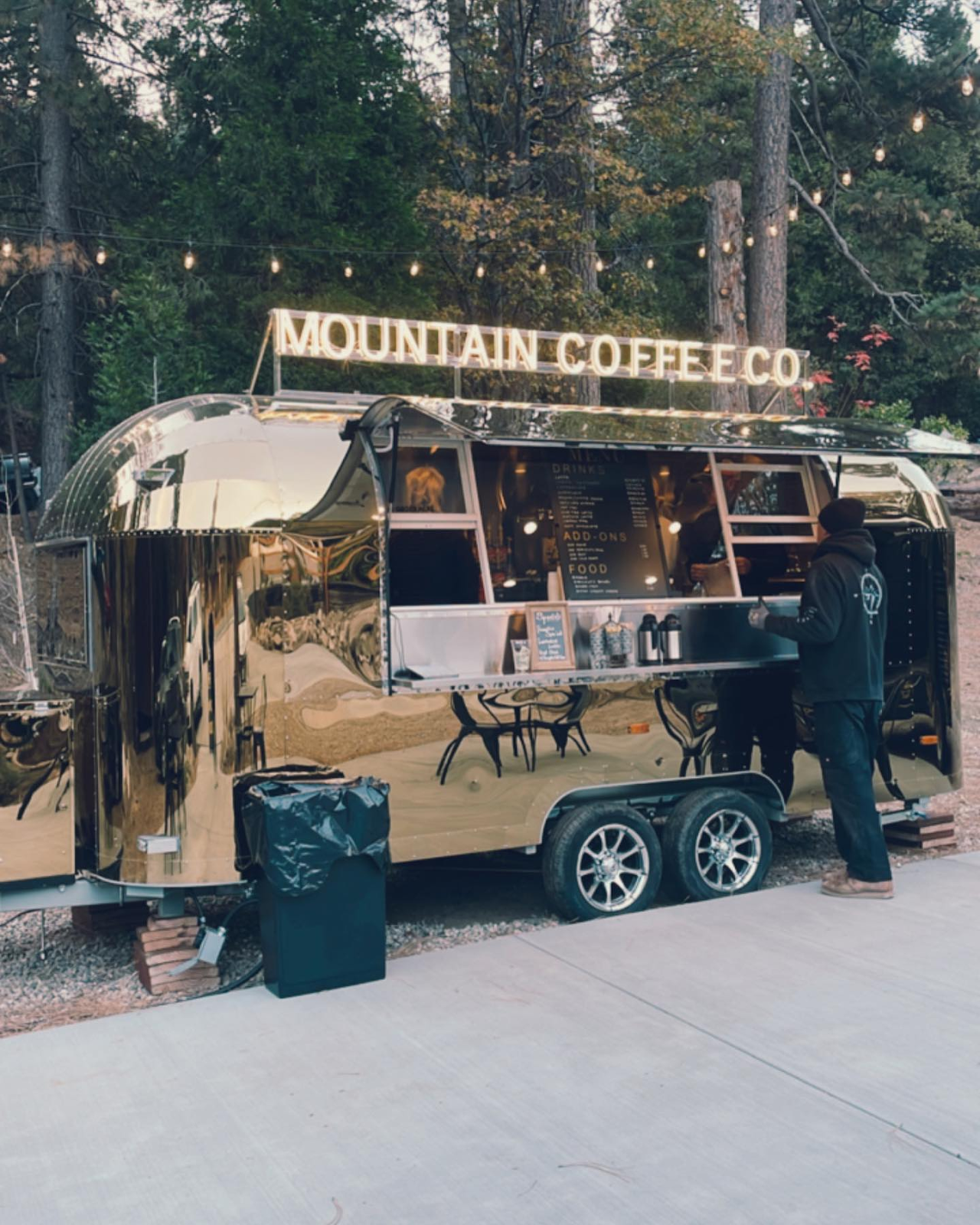 Mountain Coffee Co Airstream coffee stand in Lake Arrowhead