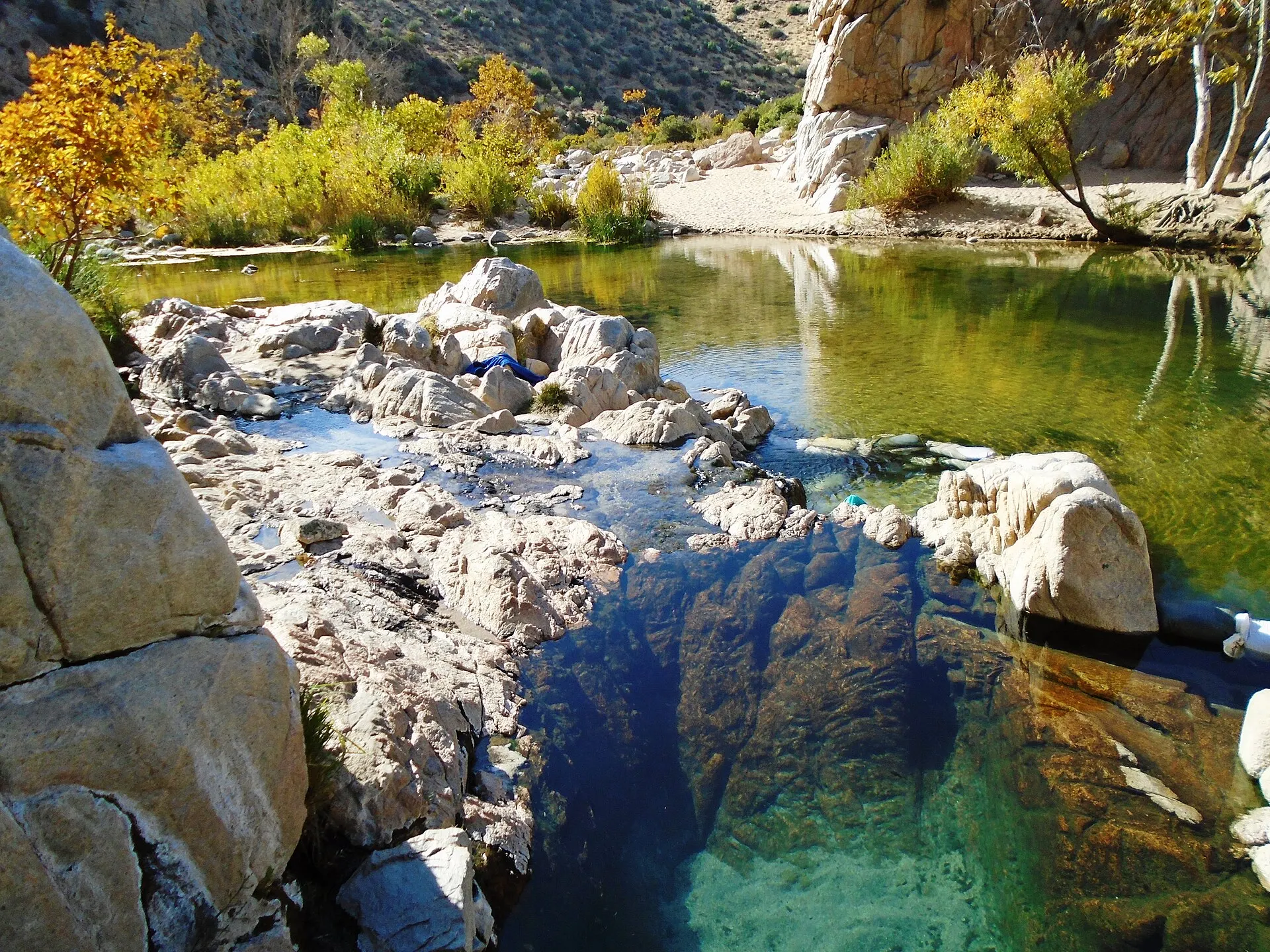 Deep Creek Hot Springs pools and creek in the San Bernardino National Forest