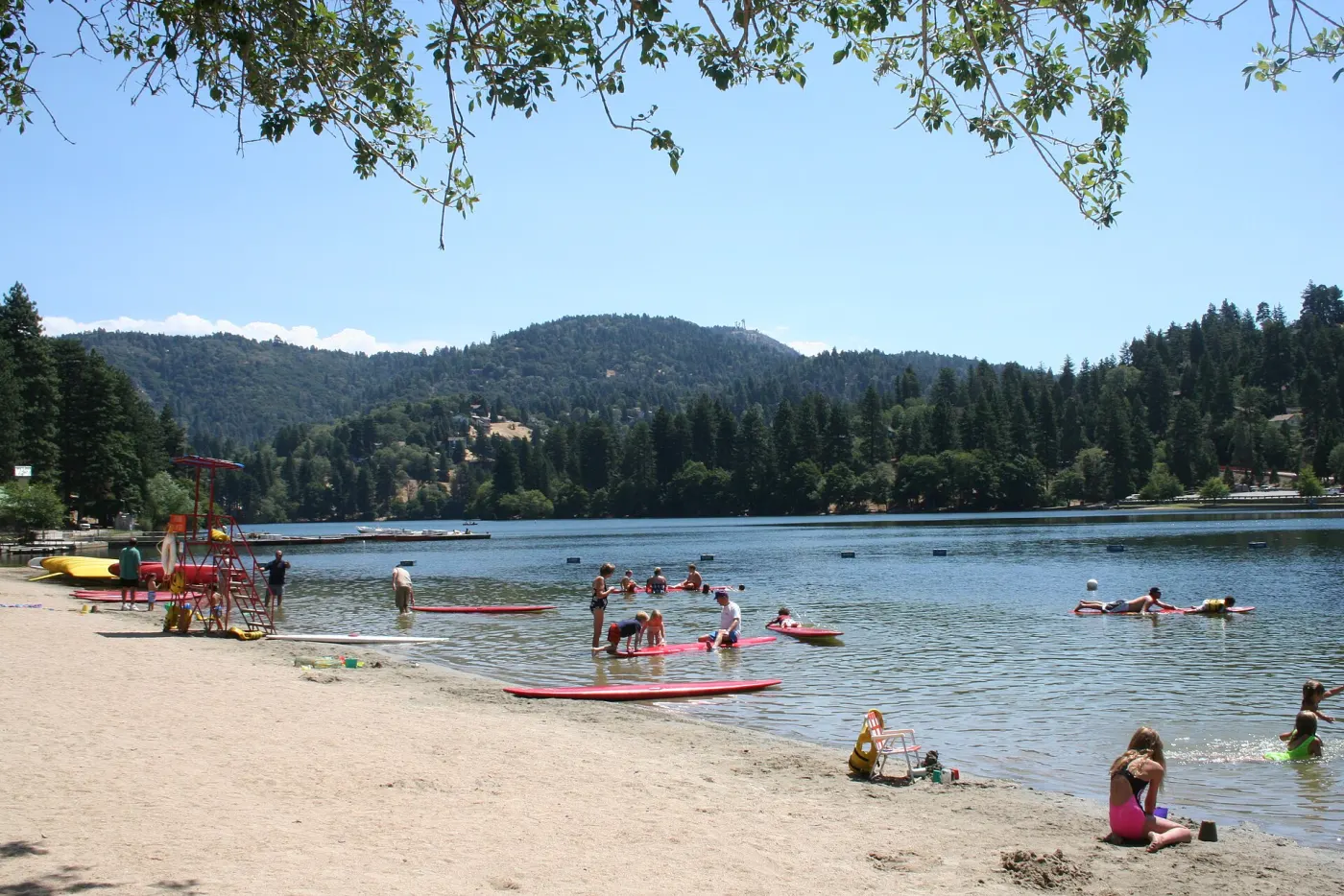 Lake Gregory Regional Park shoreline path for a pet-friendly Lake Arrowhead area outing